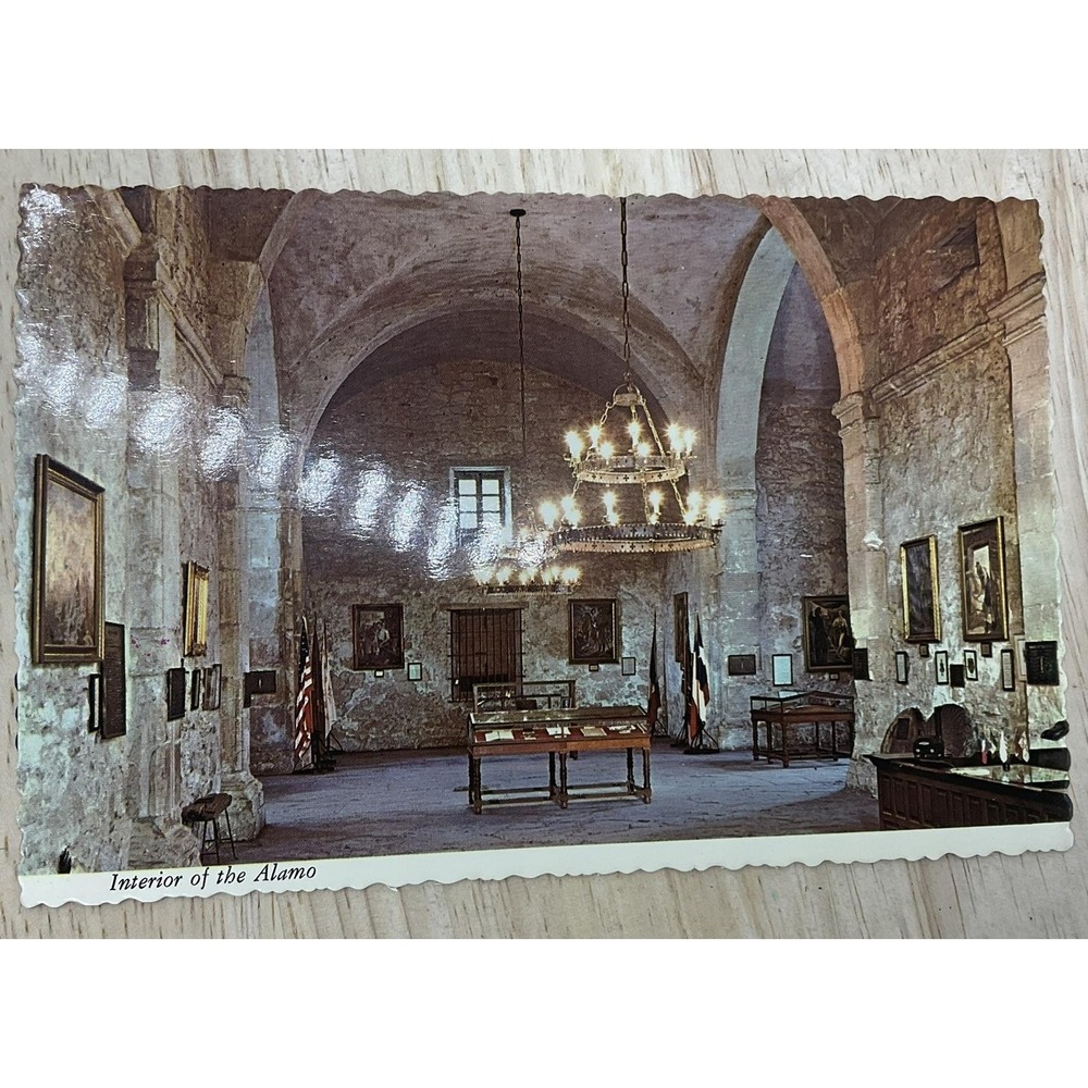 Vintage Interior Of The Alamo San Antonio TX Plastichrome Postcard 5.5x3.5 In